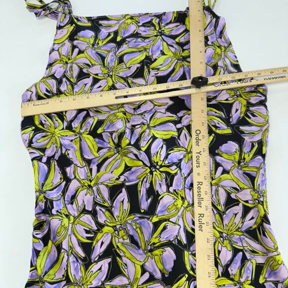 Vero Moda Dress Womens Large Purple Floral Kyra Maxi Slip Side Slip Tie Shoulder - Picture 8 of 10